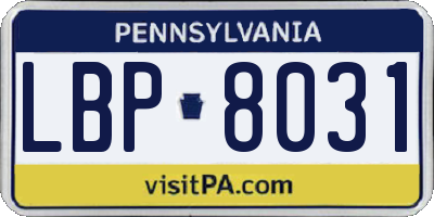 PA license plate LBP8031