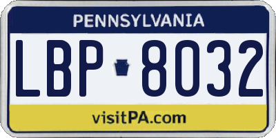 PA license plate LBP8032