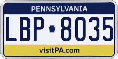 PA license plate LBP8035