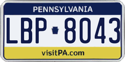 PA license plate LBP8043