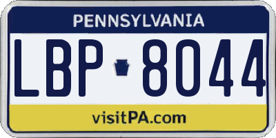 PA license plate LBP8044