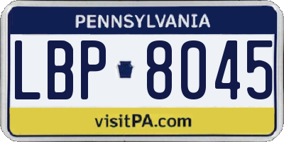 PA license plate LBP8045
