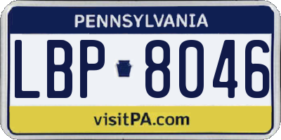 PA license plate LBP8046