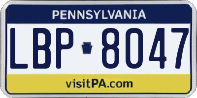 PA license plate LBP8047