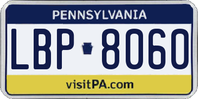 PA license plate LBP8060