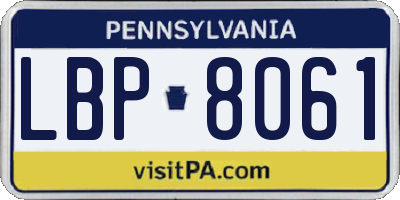 PA license plate LBP8061