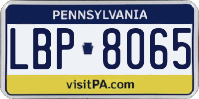 PA license plate LBP8065