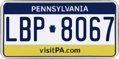 PA license plate LBP8067