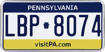 PA license plate LBP8074
