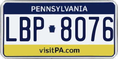 PA license plate LBP8076