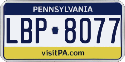 PA license plate LBP8077