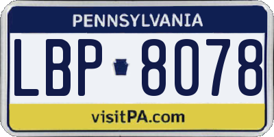 PA license plate LBP8078