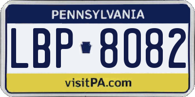PA license plate LBP8082