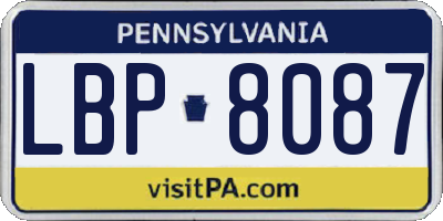 PA license plate LBP8087