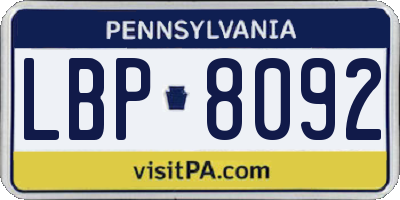 PA license plate LBP8092