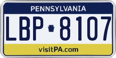 PA license plate LBP8107