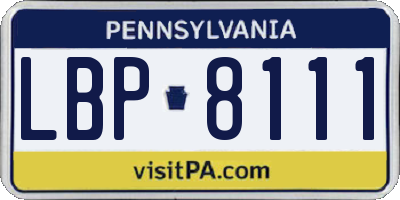 PA license plate LBP8111