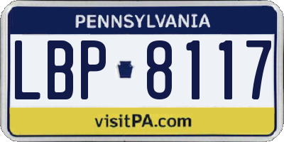 PA license plate LBP8117