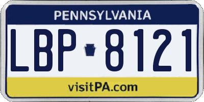 PA license plate LBP8121