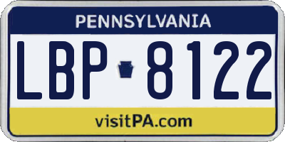 PA license plate LBP8122