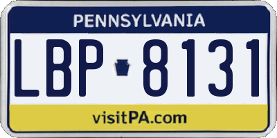PA license plate LBP8131