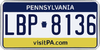 PA license plate LBP8136