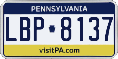PA license plate LBP8137