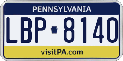 PA license plate LBP8140