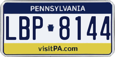 PA license plate LBP8144
