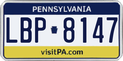 PA license plate LBP8147