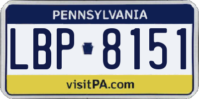 PA license plate LBP8151