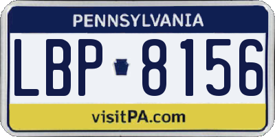PA license plate LBP8156