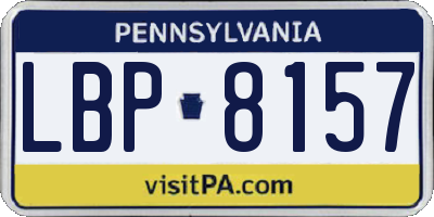 PA license plate LBP8157