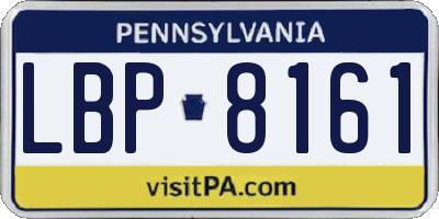 PA license plate LBP8161