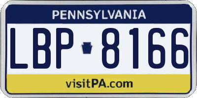 PA license plate LBP8166