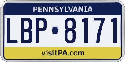 PA license plate LBP8171