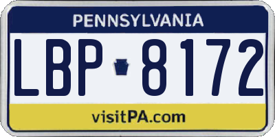 PA license plate LBP8172
