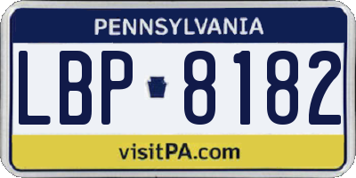 PA license plate LBP8182