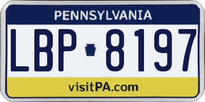 PA license plate LBP8197
