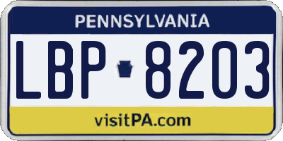 PA license plate LBP8203