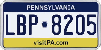 PA license plate LBP8205
