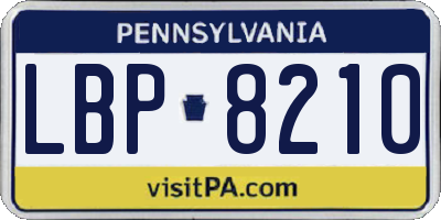 PA license plate LBP8210