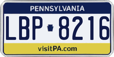 PA license plate LBP8216