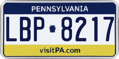 PA license plate LBP8217