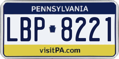 PA license plate LBP8221