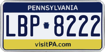 PA license plate LBP8222