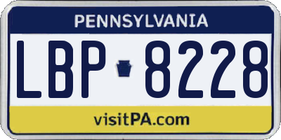 PA license plate LBP8228