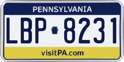 PA license plate LBP8231