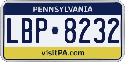 PA license plate LBP8232