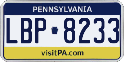 PA license plate LBP8233